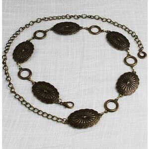 Western Chain Belt Interlocking Oval and O-Ring Design Antique Gold